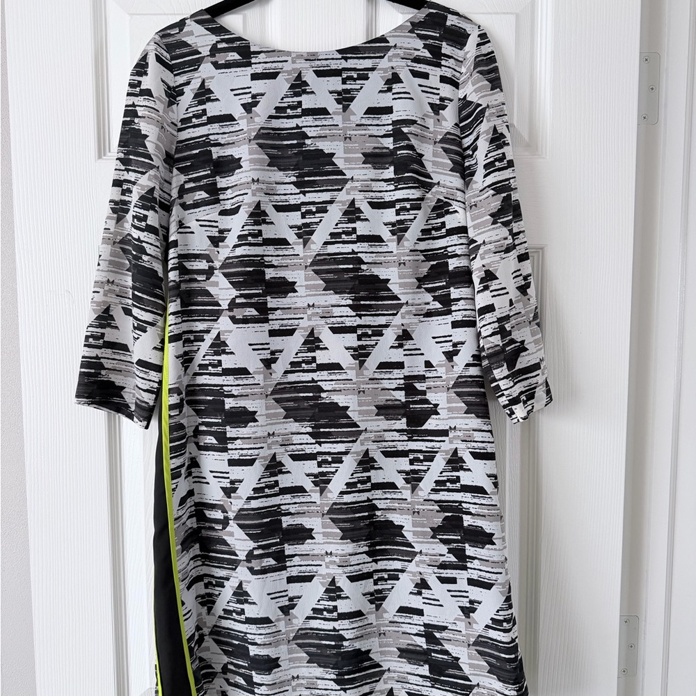 Vince Camuto Black and White Dress with Neon Detail